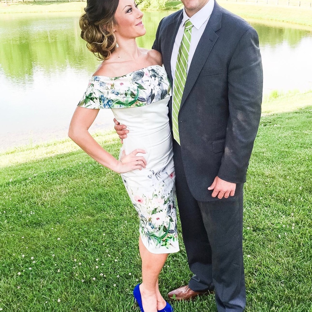 Floral off the shoulder midi dress